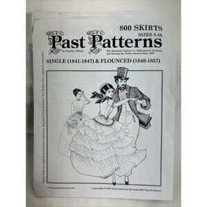 Past Patterns 800 Civil War Skirt Pattern 1841-1857 Sz 8-26 Cut Complete Vtg